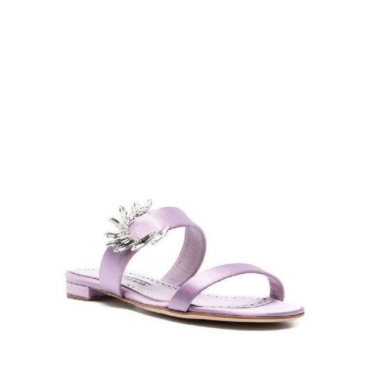 Manolo Blahnik – Chivela 010 Silk Flat Sandals