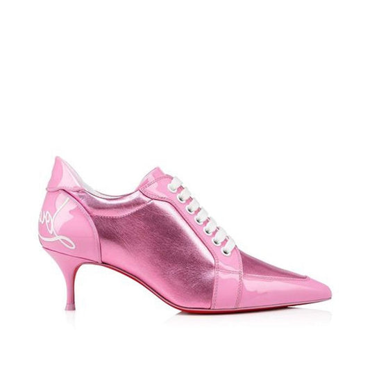 Christian Louboutin –  Pink Patent Leather Lace-Up Pumps