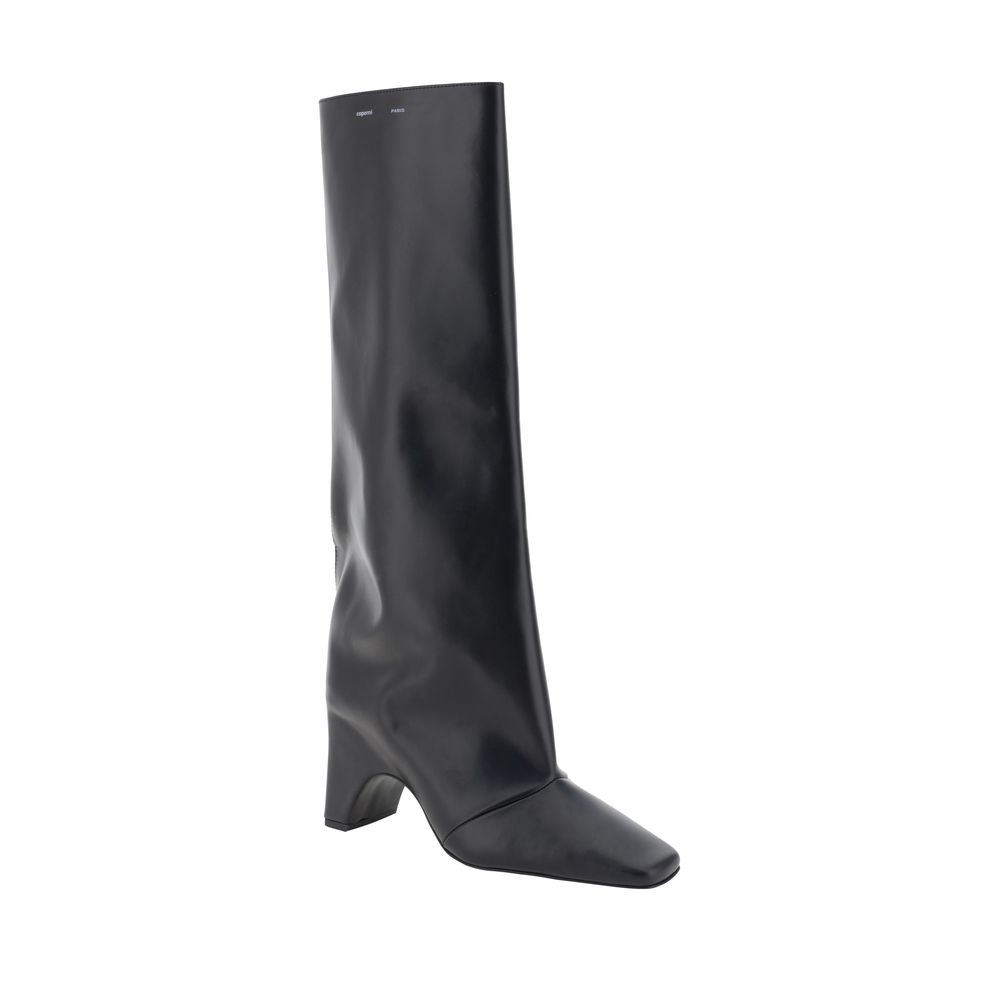 Coperni – Black Leather Bridge Knee-High Boots