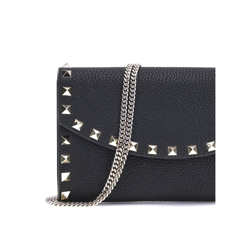 Valentino Garavani – Rockstud Leather Wallet with Chain