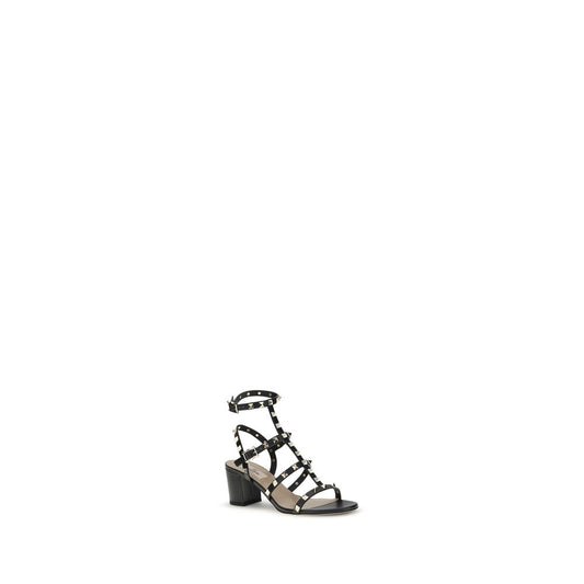 Valentino Garavani – Black Rockstud Leather Sandals