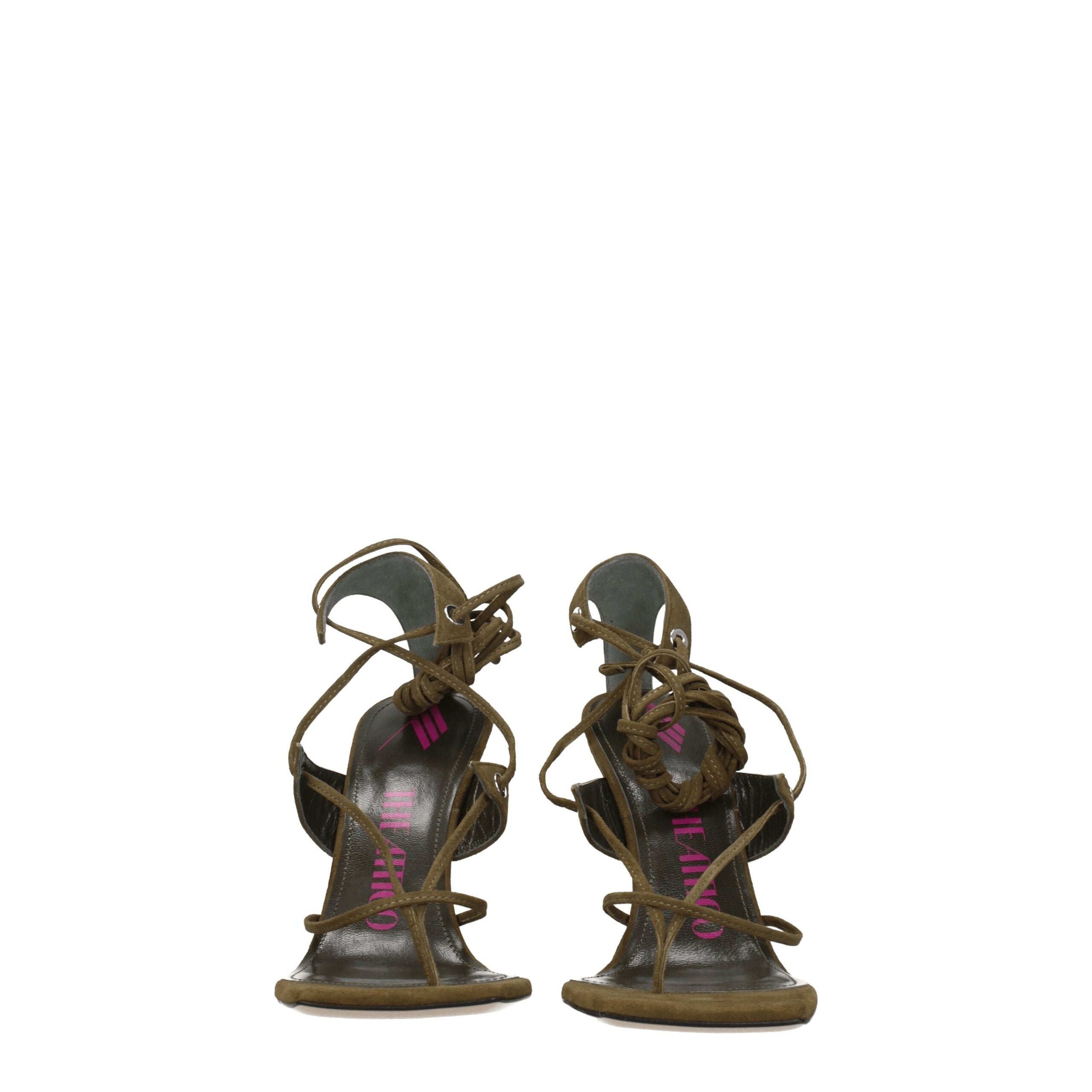 The Attico – Military Green Suede Flip-Flop Sandals