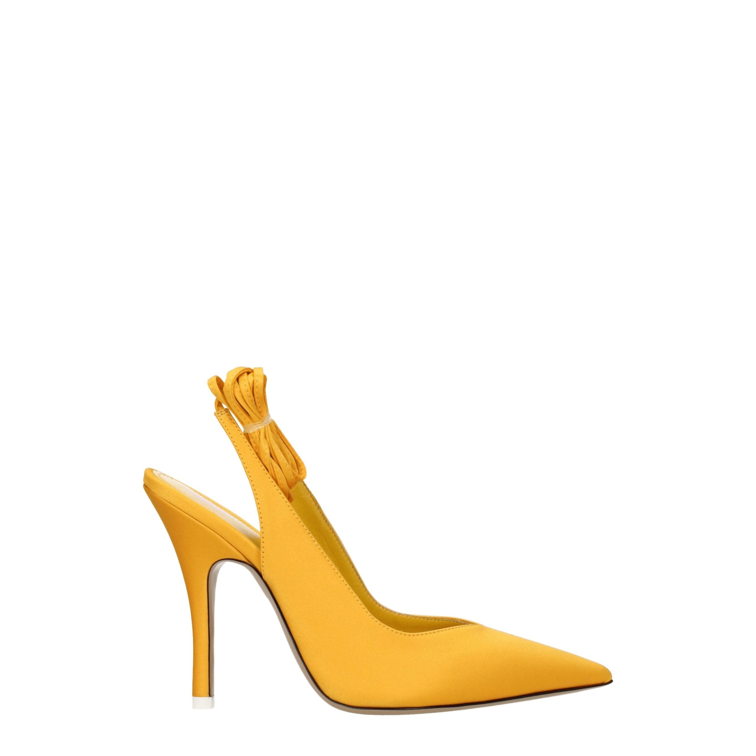 The Attico – Orange Satin Pumps with Self-Tie Straps