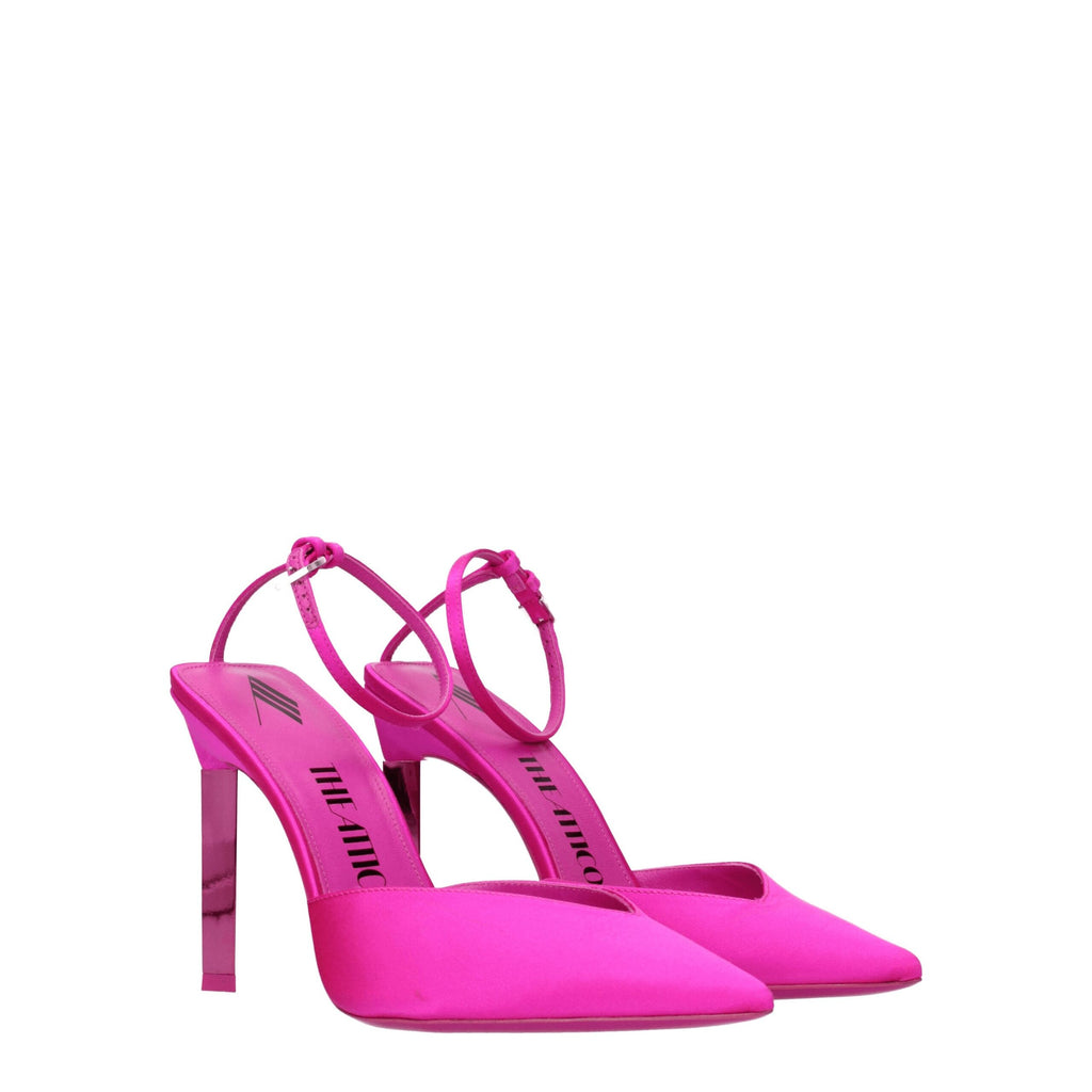 The Attico – Fuchsia Satin Pointed-Toe Stiletto Sandals