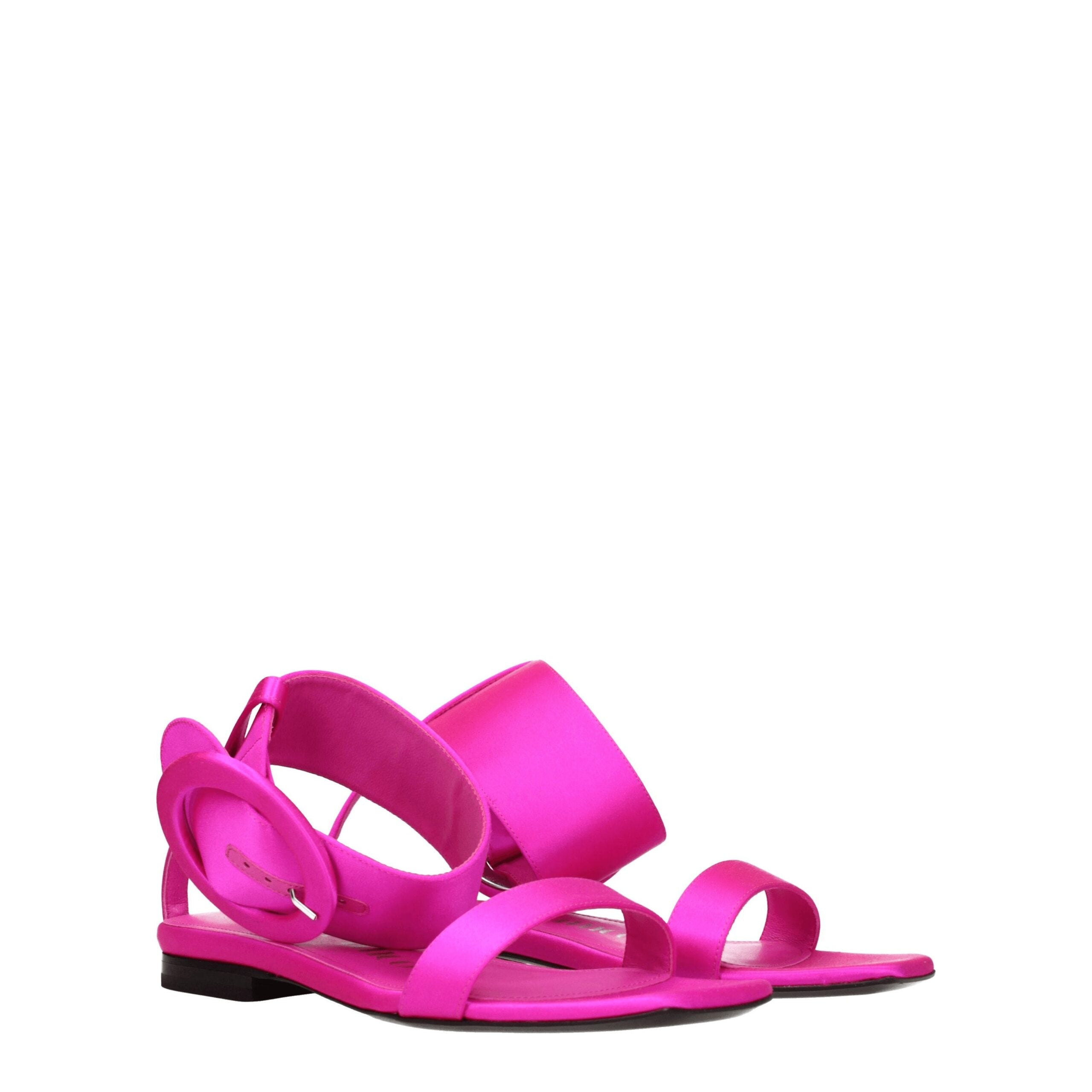 The Attico – Fuchsia Satin Flat Sandals