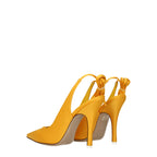The Attico – Orange Satin Pumps with Self-Tie Straps