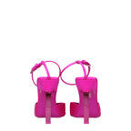 The Attico – Fuchsia Satin Pointed-Toe Stiletto Sandals