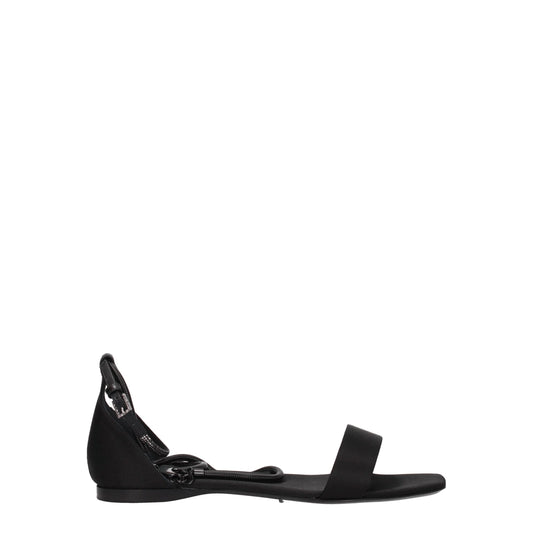 Max Mara – Black Satin Flat Sandals