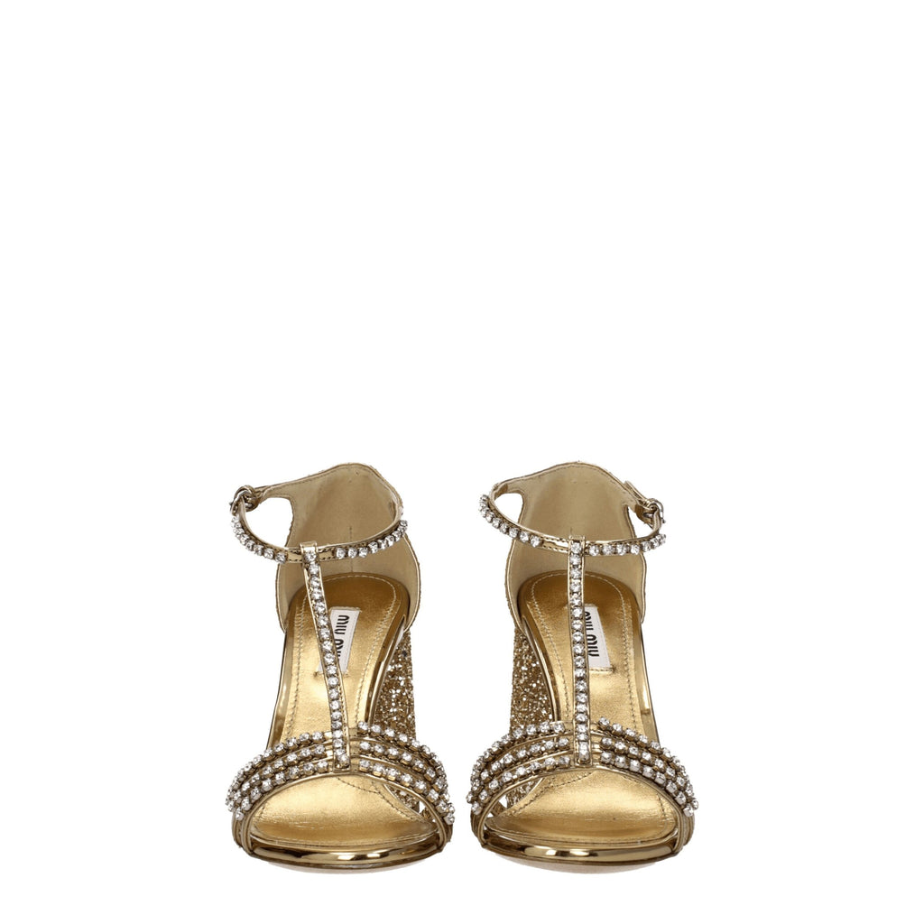 Miu Miu – Gold Glitter Platform Sandals