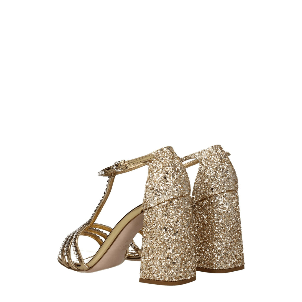 Miu Miu – Gold Glitter Platform Sandals