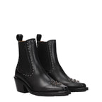 Chloé – Black Leather Ankle Boots with Studded Detailing