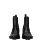 Chloé – Black Leather Ankle Boots with Studded Detailing