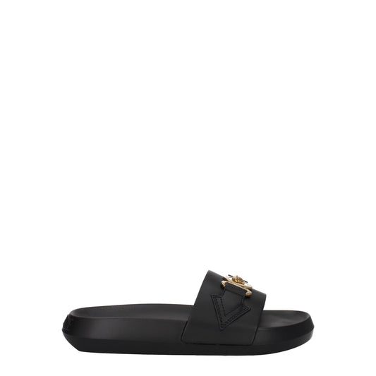Versace – Black Leather Slippers
