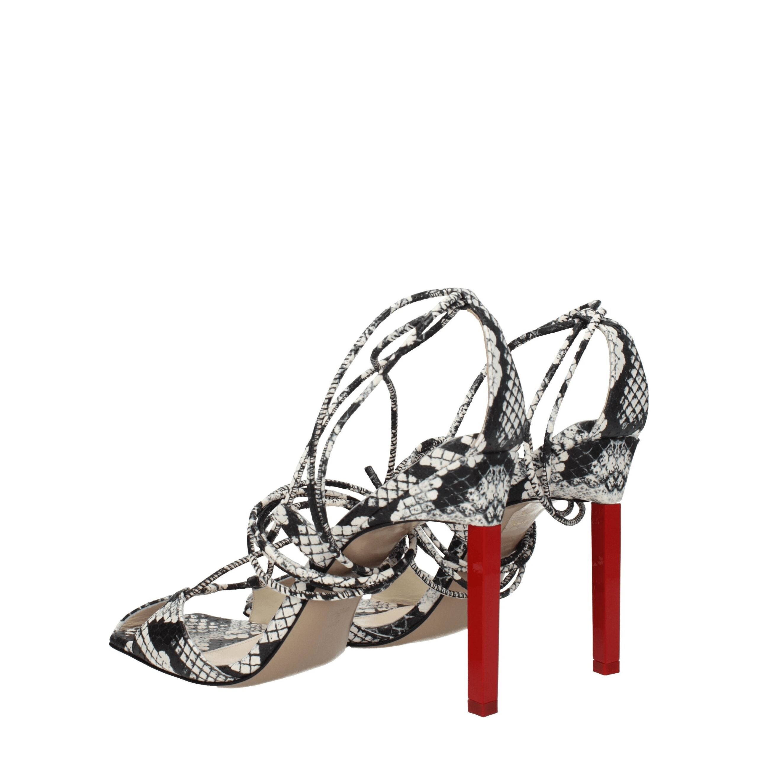 The Attico – Multicolor Snake-Print Stiletto Sandals with Stones
