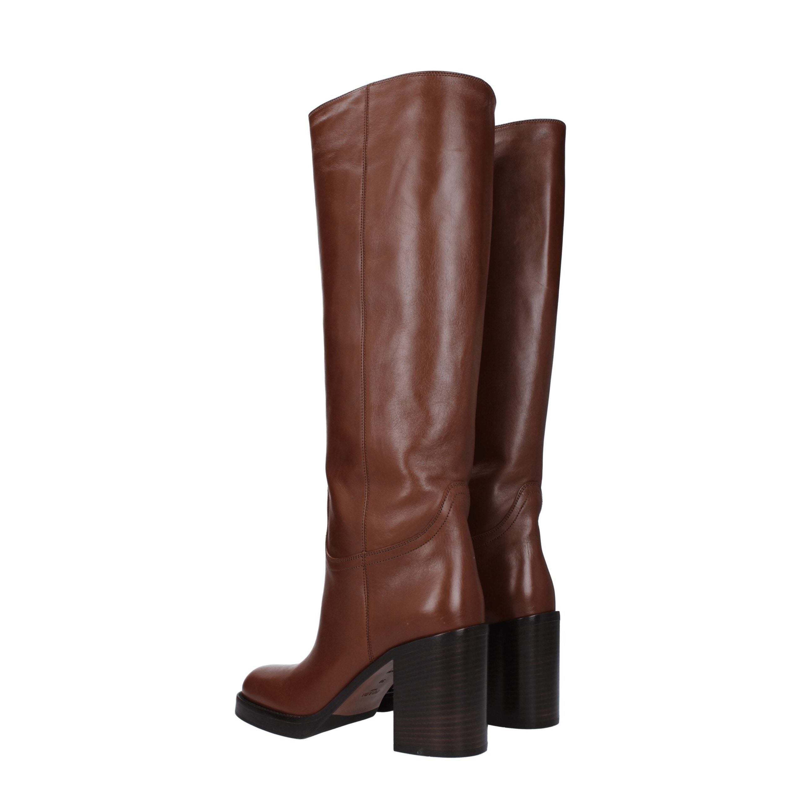 Prada – Brown Leather High Heel Boots