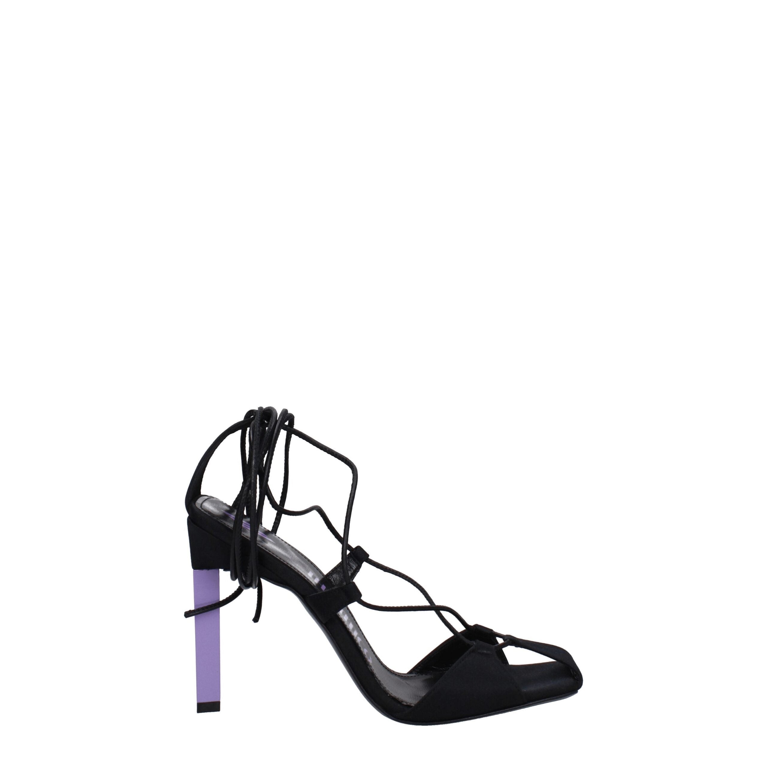 The Attico – Black Fabric Lace-Up Stiletto Sandals