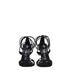 The Attico – Black Fabric Lace-Up Stiletto Sandals