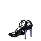 The Attico – Black Fabric Lace-Up Stiletto Sandals