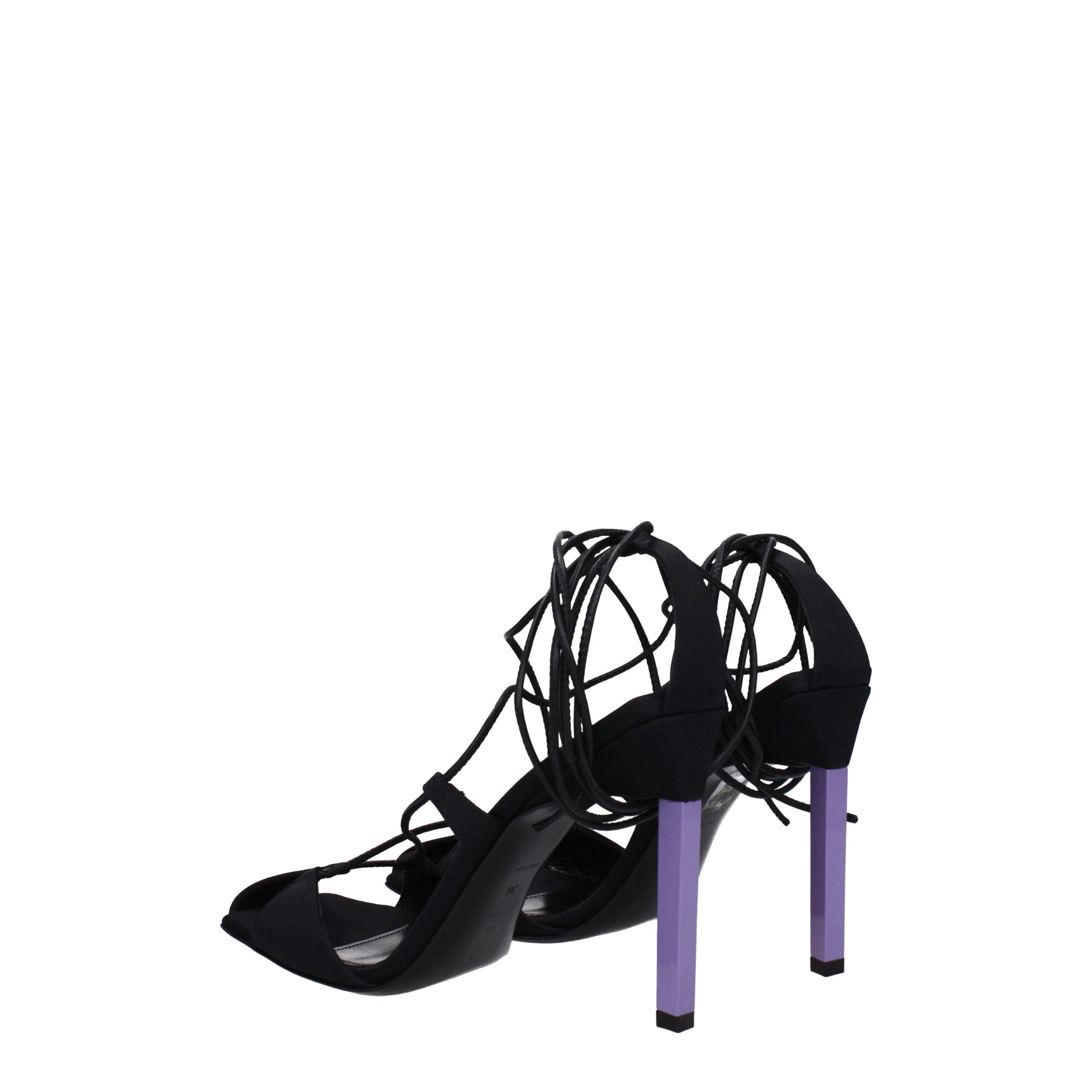 The Attico – Black Fabric Lace-Up Stiletto Sandals