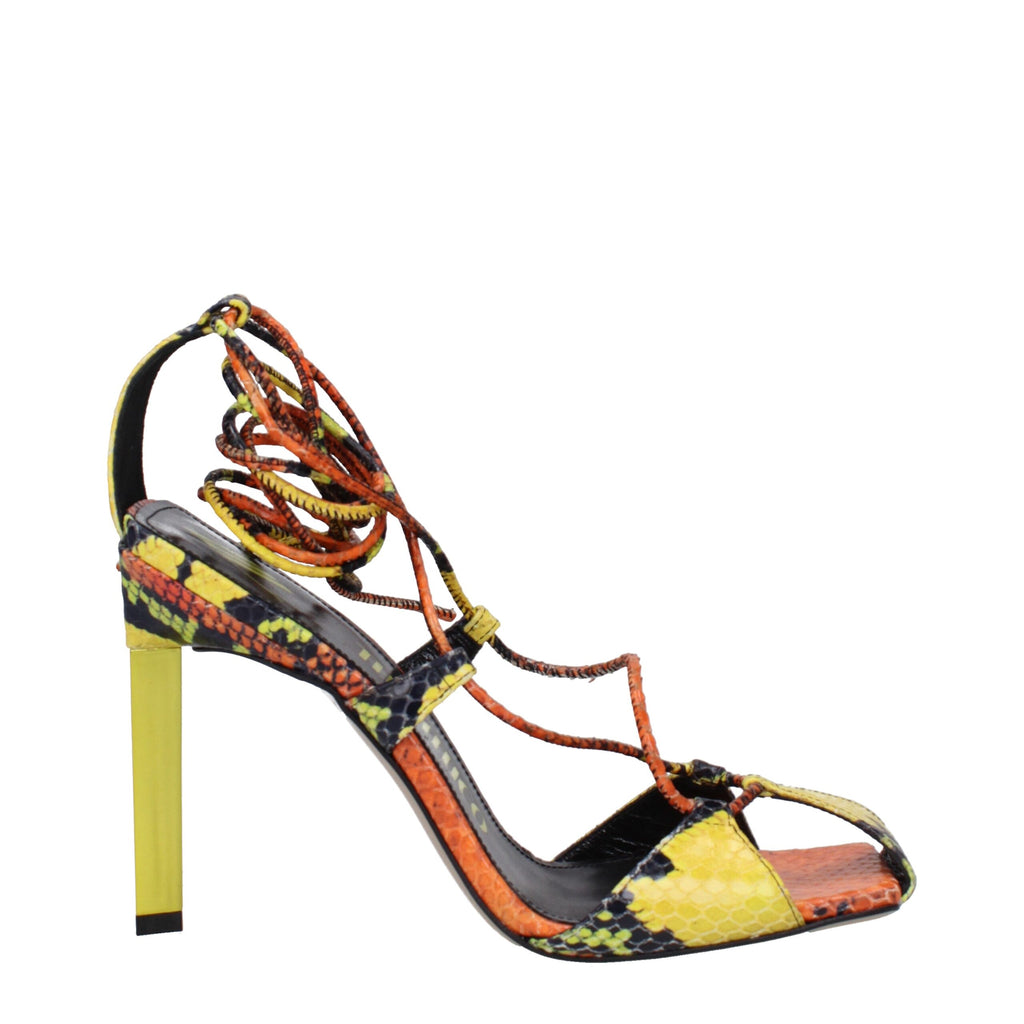 The Attico – Orange Snake-Print Leather Stiletto Sandals