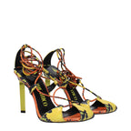 The Attico – Orange Snake-Print Leather Stiletto Sandals