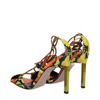 The Attico – Orange Snake-Print Leather Stiletto Sandals