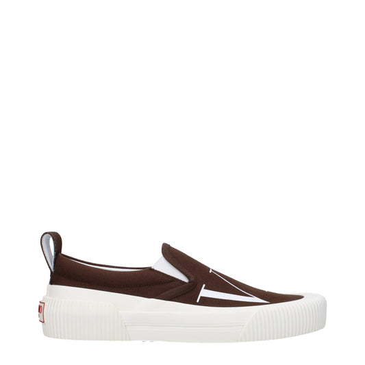 Valentino Garavani – Brown Fabric Slip-On Loafers
