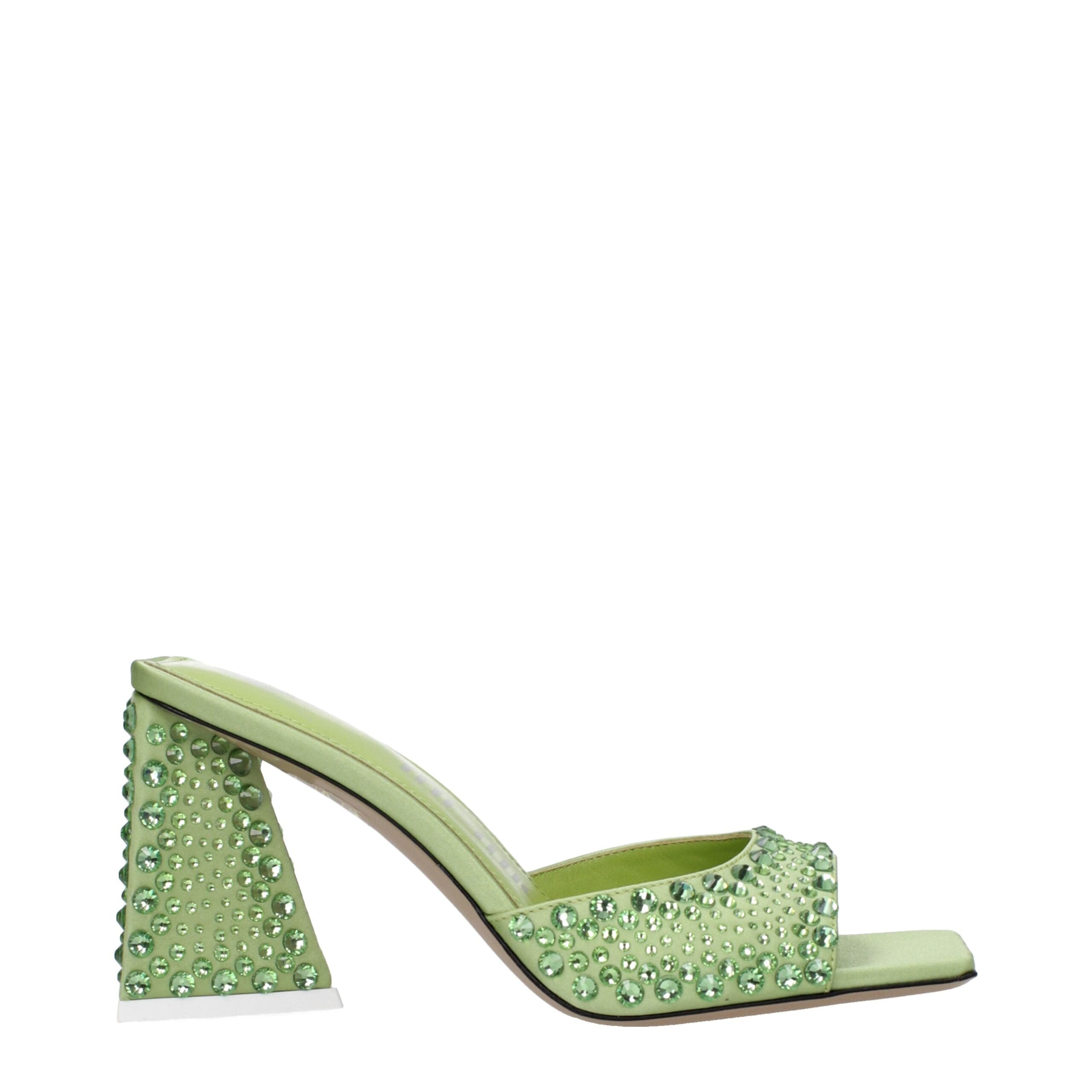 The Attico - Green Satin Stiletto Heels Sandals