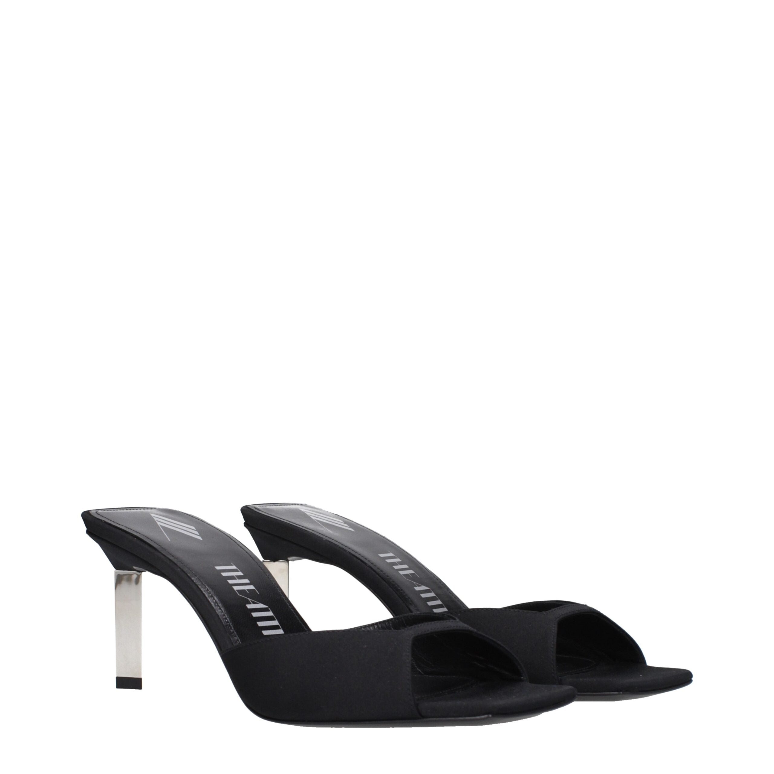 The Attico - Black Satin Stiletto Heels Sandals