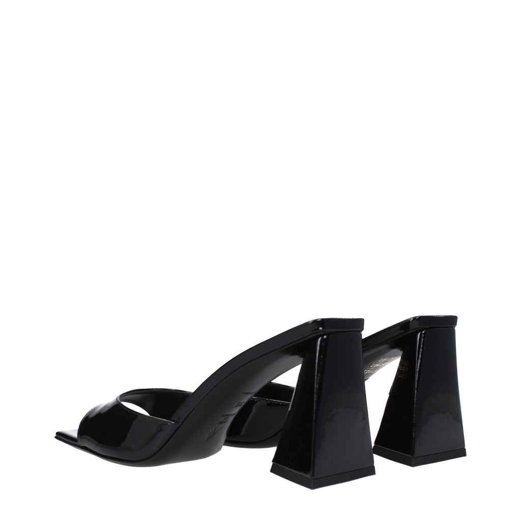 The Attico - Black Leather Stiletto Heels Sandals