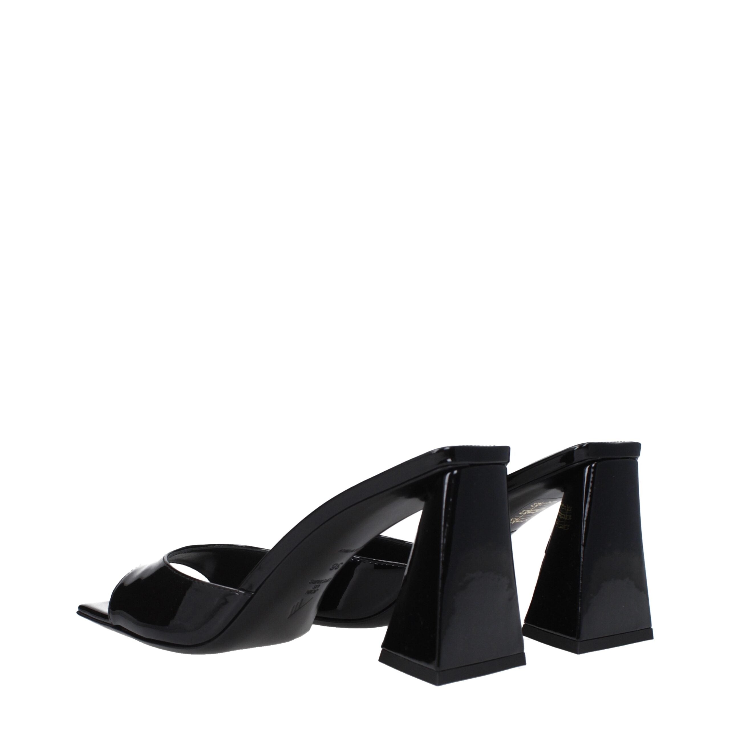 The Attico - Black Leather Stiletto Heels Sandals