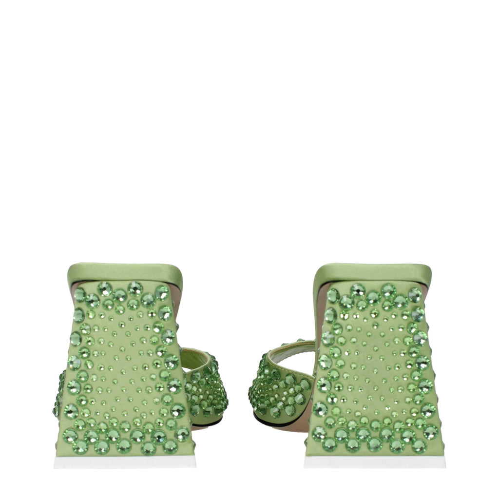 The Attico - Green Satin Stiletto Heels Sandals