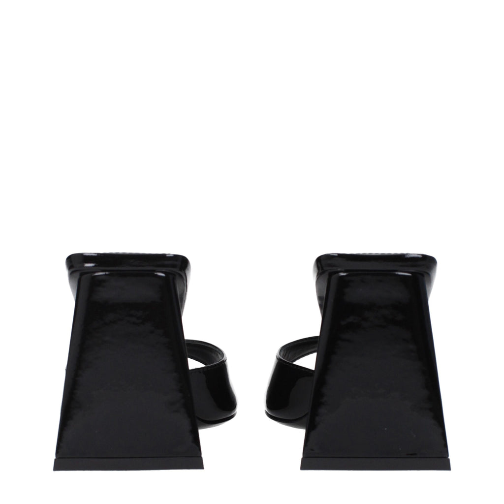 The Attico - Black Leather Stiletto Heels Sandals