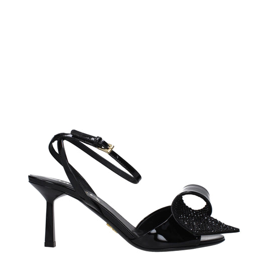 Prada – Black Patent Leather Stiletto Sandals