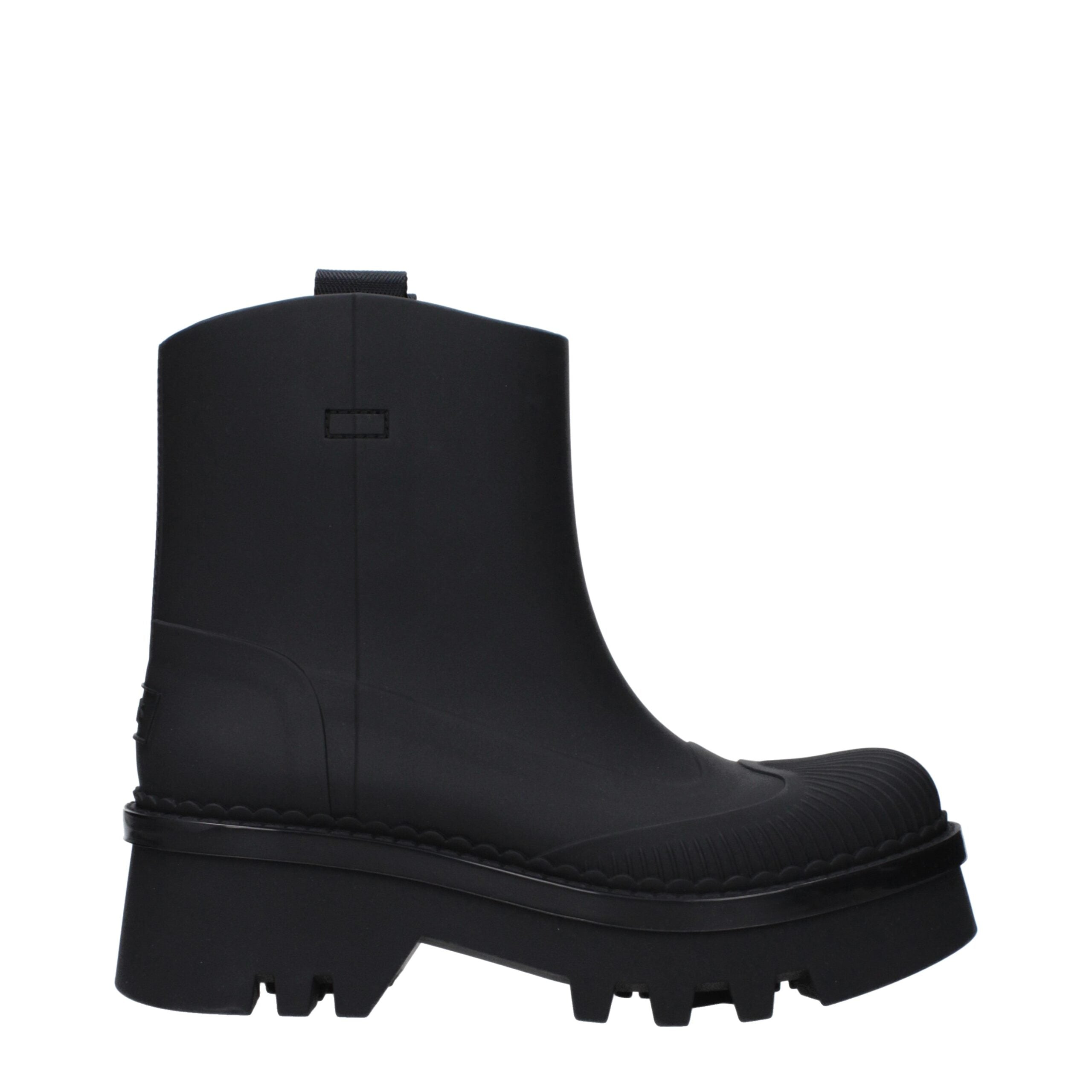 Chloé – Black Rubber Ankle Boots with Logo