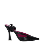 The Attico - Black Leather Stiletto Heels Sandals