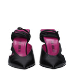 The Attico - Black Leather Stiletto Heels Sandals