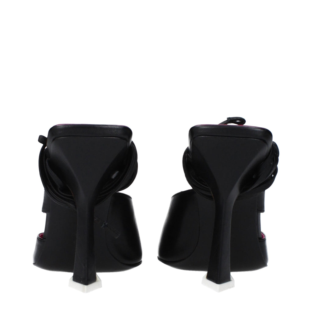 The Attico - Black Leather Stiletto Heels Sandals