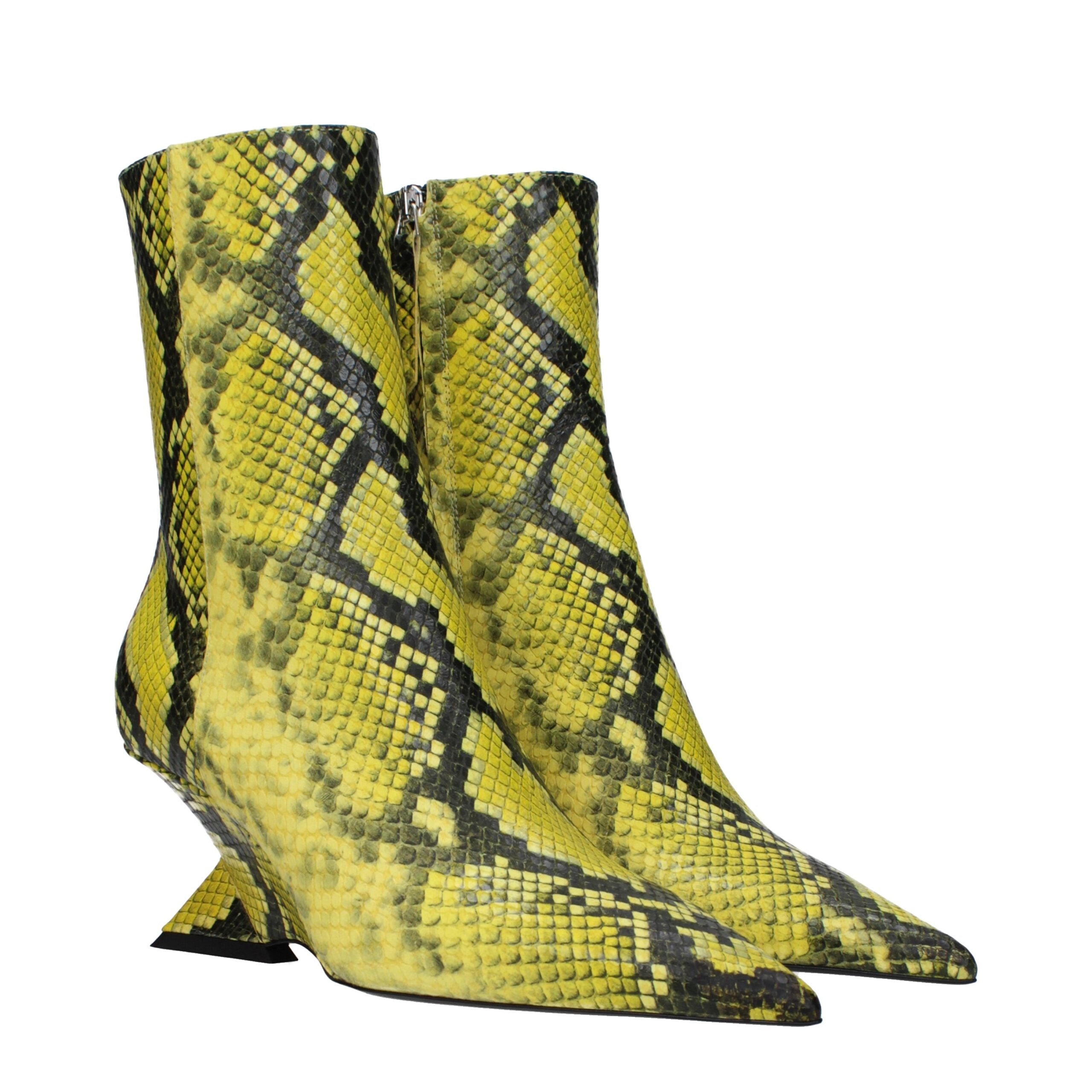 The Attico - Yellow Leather Ankle Boots