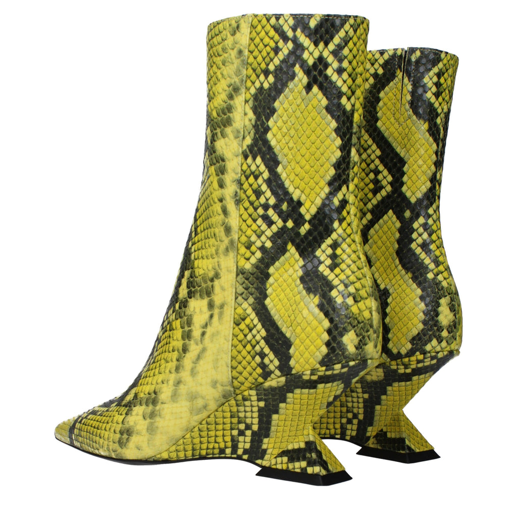 The Attico - Yellow Leather Ankle Boots