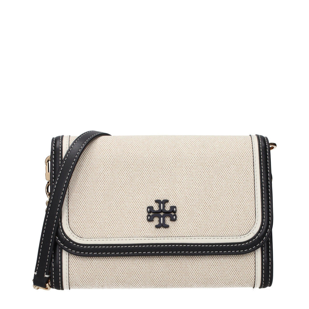 Tory Burch – Small Fabric & Leather Clutch Beige
