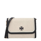Tory Burch – Small Fabric & Leather Clutch Beige