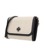 Tory Burch – Small Fabric & Leather Clutch Beige