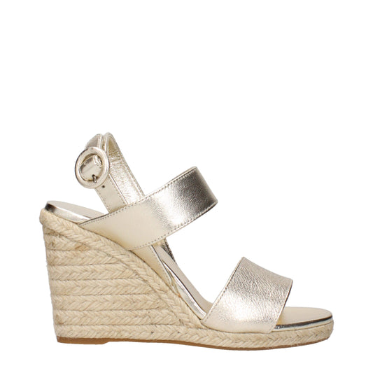 Prada – Gold Leather Wedge Sandals