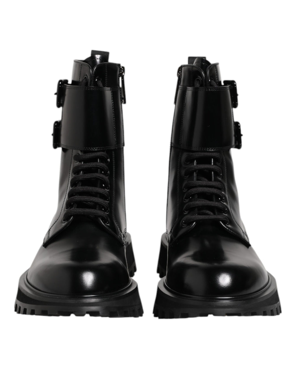 Dolce & Gabbana - Black Leather Lace Up Mid Calf Boots