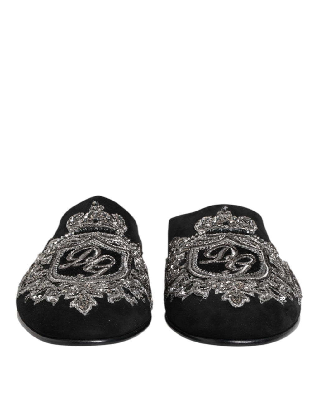 Dolce & Gabbana – Black Velvet DG Crown Slides
