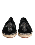 Dolce & Gabbana – Black Crystal-Embellished Cotton Espadrilles