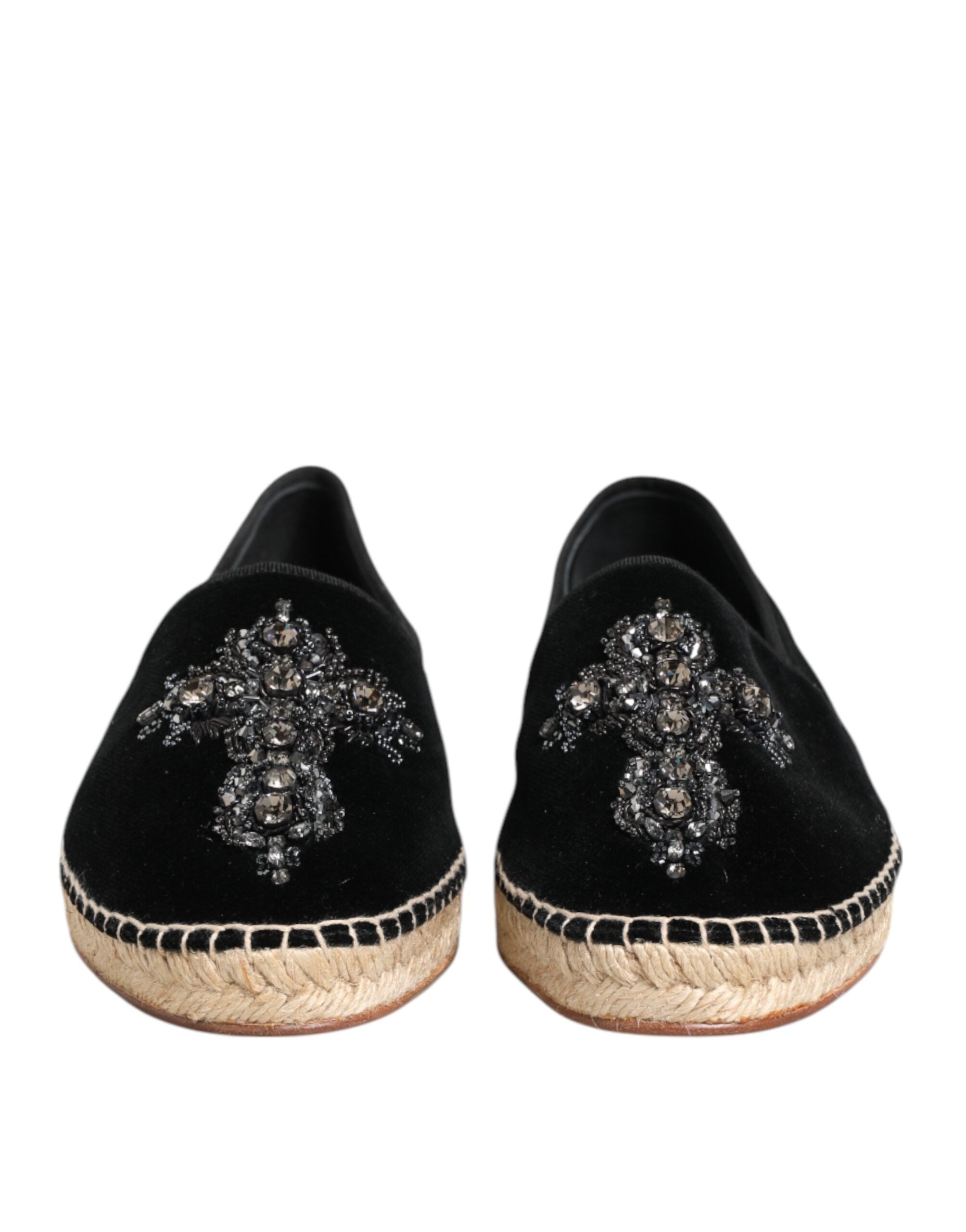 Dolce & Gabbana – Black Crystal-Embellished Cotton Espadrilles