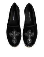 Dolce & Gabbana – Black Crystal-Embellished Cotton Espadrilles