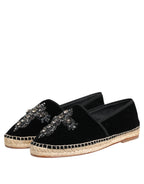 Dolce & Gabbana – Black Crystal-Embellished Cotton Espadrilles